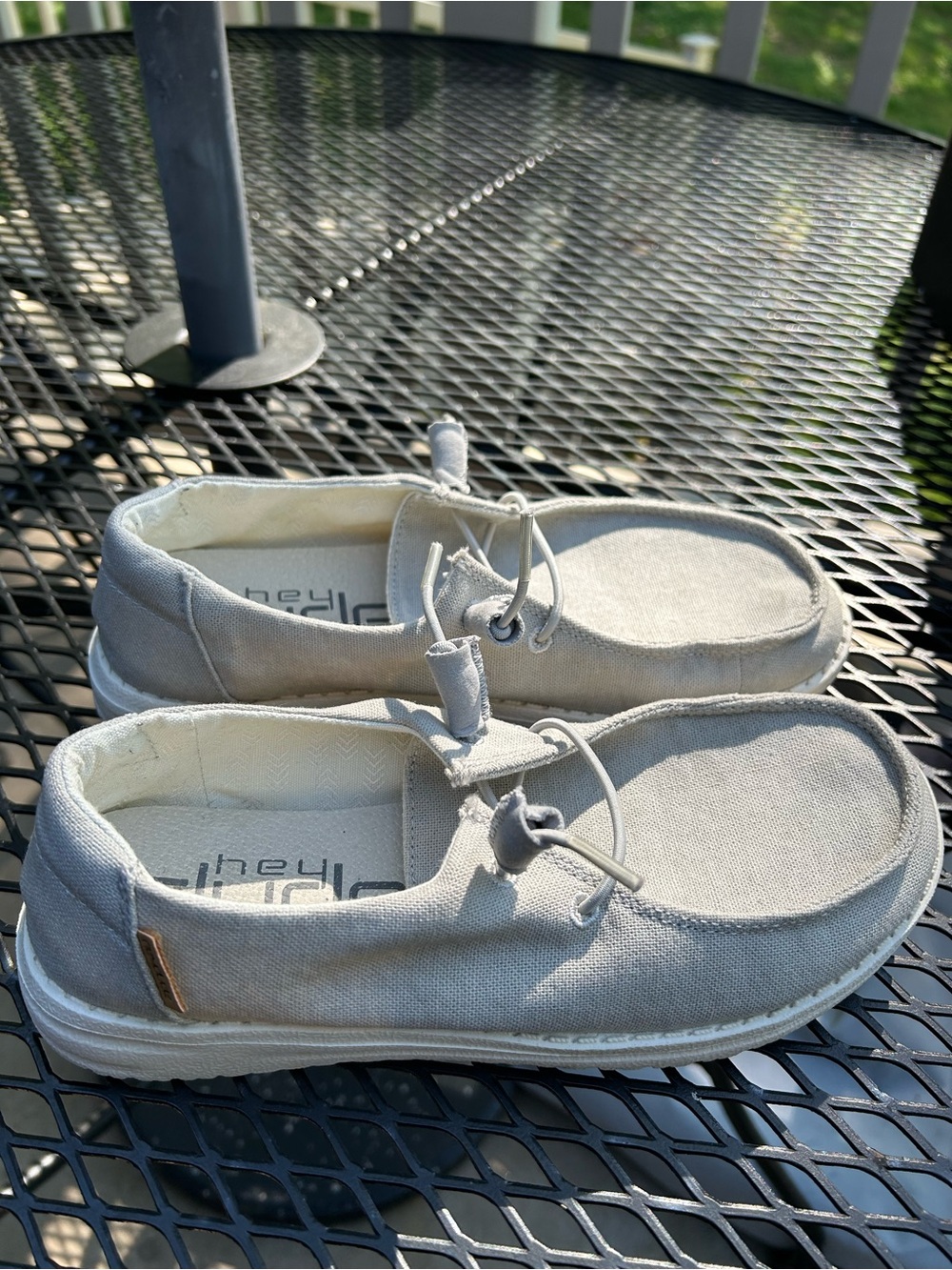 Hey Dude Wendy Chambray Light Grey Women's Slip-On Comfort Shoes Size 6